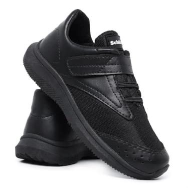 Imagem de Tênis Infantil Masculino, Couro Sintético, Solado Antiderrapante, Sem Cadarço, Casual, Confortável, Para Dia a Dia (Preto/Preto, BR, Criança de 9 a 12 anos, Numérico, 36)