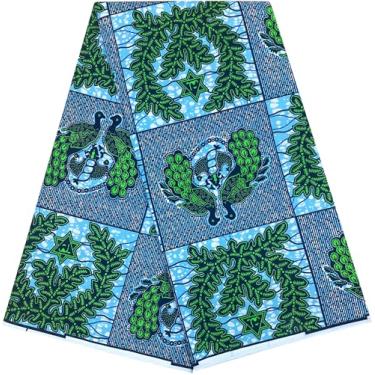 Imagem de HongyuAmy Tecidos de impressão africana Ankara Tribal Kente tecido de cera 3 jardas material de poliéster (A23)