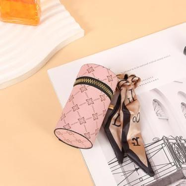 Imagem de Organizador de batom, bolsa de couro de luxo para brilho labial, mini estojo de batom com chaveiro, suporte de armazenamento de maquiagem de brilho labial de viagem para meninas, para perfume, esmalte