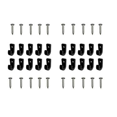 Imagem de CGECGE 20 peças de ganchos J de nylon preto com parafusos âncoras ajustáveis para prancha de remo, caiaque, caiaque, acessórios de barco, gancho elástico durável