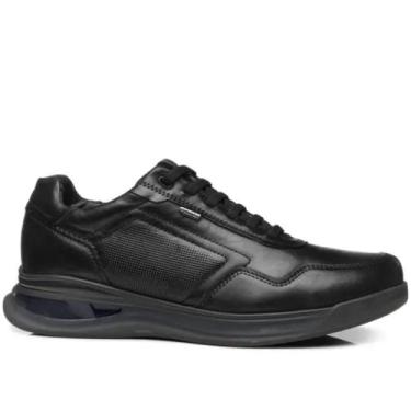 Imagem de Sapato Casual Conforto Pegada Masculino em Couro Preto, 39, Preto
