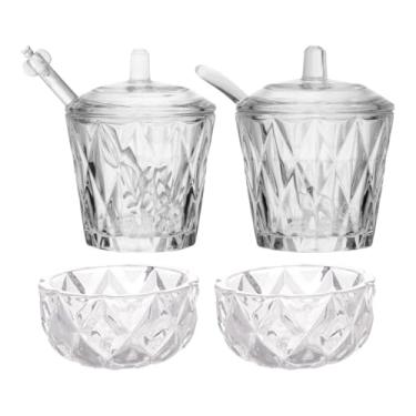 Imagem de Jogo Açucareiro Meleira e 2 Tigelas Cristal Mesa Posta Café Da Manhã Decoração Luxuosa