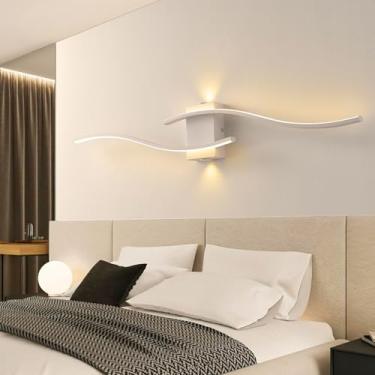 Imagem de Luminária de parede LED moderna para interiores, 35W, 3000LM, branca, 3000K, luz quente, estilo onda, ideal para quarto, sala de estar, cozinha, escritório, hotel e sala de jantar, 100cm.