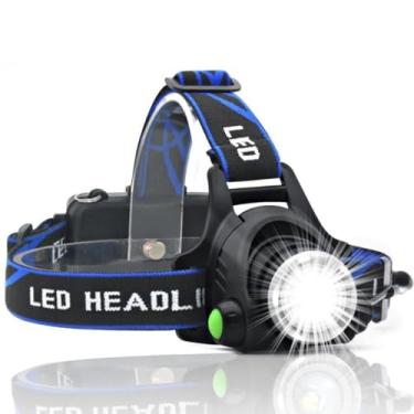 Imagem de Lanterna de Cabeça Recarregável LED T6 Alta Potência com Zoom Ajustável e Bateria Longa Duração Ideal Para Trilhas Camping Pesca [VALUANCE]