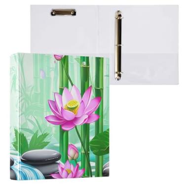 Imagem de Pasta Lotus Garden Green para prancheta, anéis redondos, 2,5 cm, organizador de fichário, 1 pacote