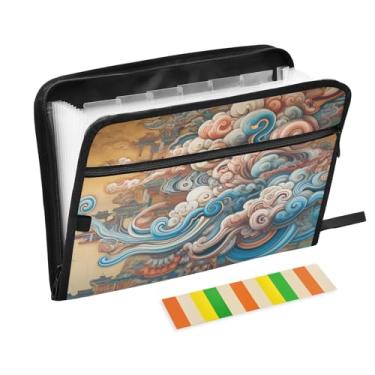 Imagem de Clouds Pasta de arquivo expansível à prova de fogo, à prova d'água, sanfonada, pasta, para arquivo tamanho carta e tamanho A4 para material de escritório escolar