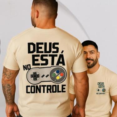 Imagem de Camiseta Masculina DEUS ESTÁ NO CONTROLE Streetwear 30.1 Premium Cor:B