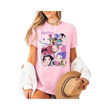 Imagem de Camisa Casual Feminina Em Malha 3D Kpop Demon Hunters Halloween Solta 