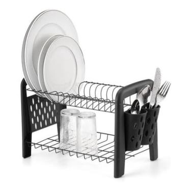 Imagem de Escorredor Louca Secador Porta Talheres Não Enferruja Preto