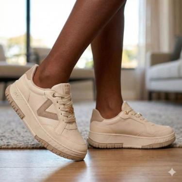 Imagem de Tênis Feminino Via Marte Casual Napa Off White Bege, Off white, 35