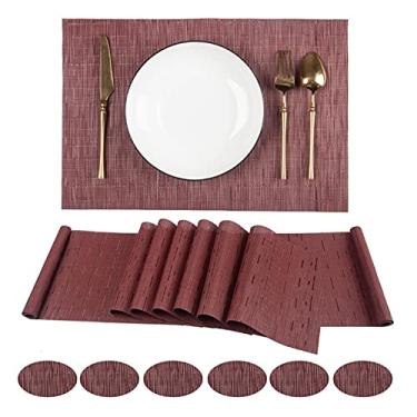 Imagem de Conjunto de Mesa Jantar 16 Peças Runner Protetores Prato Apoios Copo PVC - Derrapante Resistente ao Calor Lavável Manchas Tapete para em Família Casa