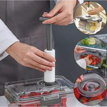 Imagem de Pote Hermético com Bomba de Vácuo 2L - Cinza - TOP RIO