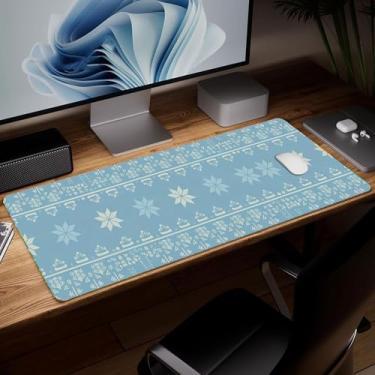 Imagem de Tapete de mesa boêmio de couro, mouse pad de arte colorida grande teclado de computador para jogos, protetor e capa à prova d'água, tapete decorativo de couro PU para laptop, decoração de casa, 25,4 x