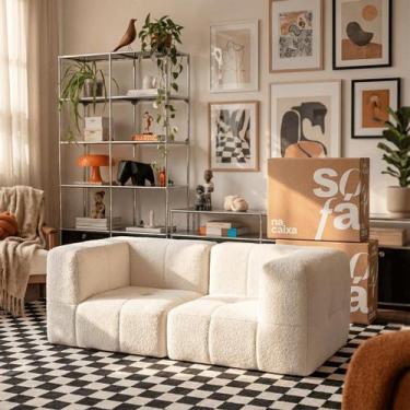 Imagem de Sofá 2 lugares Modular Sofá na Caixa em Boucle com 2 Módulos 1,72m, Li