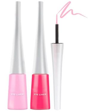 Imagem de Conjunto de delineador líquido rosa vermelho rosa choque à prova d'água neon brilhante rosa claro delineador de olhos líquido lápis para olhos delineadores de cores para olhos delineador de ojos