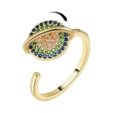 Imagem de Anel Giratório De Cristal Feminino Fofo Com Contas Para Alívio Da Ansi