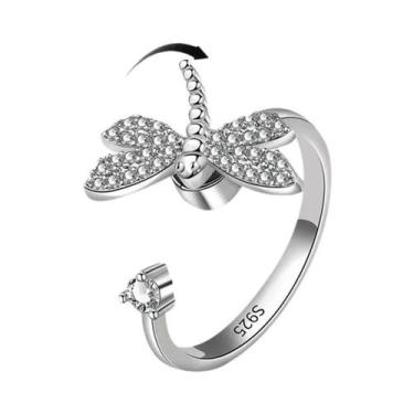 Imagem de Anel Giratório De Cristal Feminino Fofo Com Contas Para Alívio Da Ansi