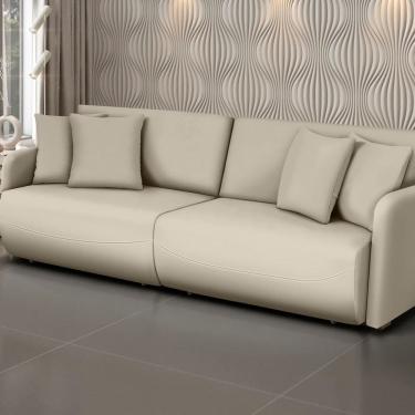 Imagem de Sofá Retrátil e Reclinável 200cm Veludo Domus Marfim