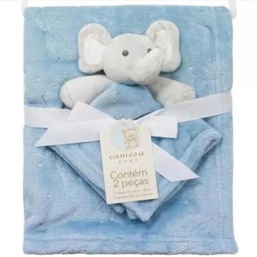 Imagem de Manta de Bebe Com Naninha Microfibra Antialérgico Camesa, Elefante Azu