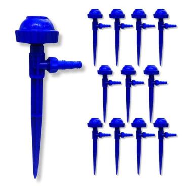 Imagem de Kit 12 Aspersor Vulcão Rosca 1/2 + Haste 30cm c/ Adaptador - Agrojet, 