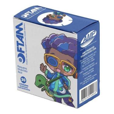 Imagem de Oclusor Protetor Tampão Ocular Infantil Oftam Azul Com 20