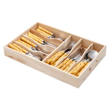 Imagem de Faqueiro com 42 Peças Bambu Bege