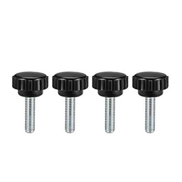 Imagem de uxcell macho rosca amassado puxador de fixação parafuso de polegar tipo redondo cabeça pacote com 4, a18101800ux0171, Preto, M6 x 20