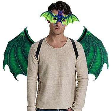 Imagem de KW-Joey Hallowe – Conjunto de asas de máscara de vampiro de carnaval para adultos e crianças, Verde, G