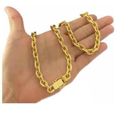 Imagem de Cordão 10mm Cadeado Banhado A Ouro 18k Luxo
