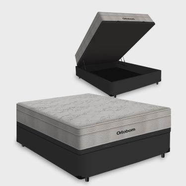 Imagem de Cama Box Baú Casal + Colchão De Molas Ensacadas - Ortobom - AirTech SpringPocket 138x188x67cm Preto