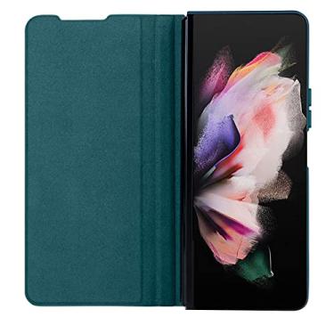 Imagem de Para Samsung Galaxy Z Fold 4 5G Business Phone Case Suporte de Couro com S Pen Case para Z Fold 3 Câmera Deslizante Traseira, Marinha, Para Samsung Z Fold 3