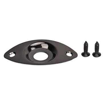 Imagem de Tomada de Saída de Guitarra Elétrica, Tomada de Placa de Saída Oval Placa de Tomada de Saída de Guitarra Elétrica para Guitarra Elétrica (Preto)