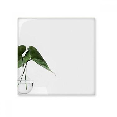 Imagem de Pedra de adorno de tijolos vitrificados com foto natureza de folhas verdes Simpol