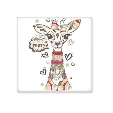 Imagem de Girafa Cartoon Animal Colorido Azulejo Cerâmico Brilhante Decalque Pedra Adorn Tijolo Vitrificado