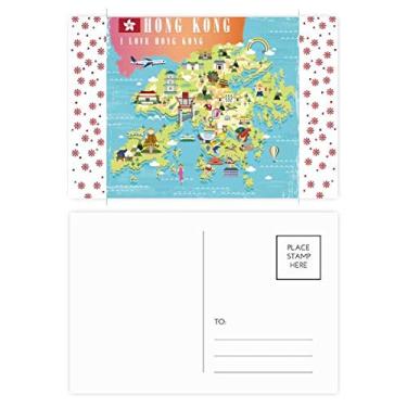 Imagem de I Love Hong Kong Mapa China Localização Natal Flor Celebração Cartão Postal Blessing Mailing Card