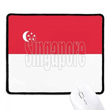 Imagem de Mousepad com nome da bandeira do país Singapura, borda costurada, tapete de borracha para jogos
