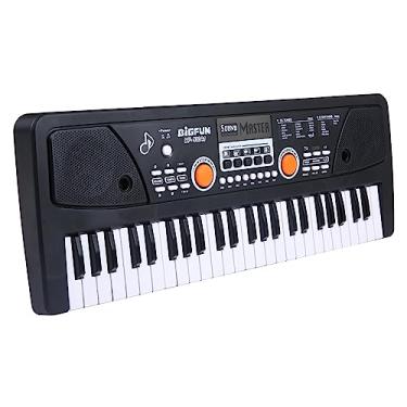 Imagem de SIMBAE Piano Elétrico 49 Teclas USB Órgão Eletrônico s Piano Elétrico com Microfone Preto Música Digital Teclado Eletrônico Alto-falantes Estéreo Embutidos com 16 Tons 8 Ritmos 6 Canções Demo 5 Percus
