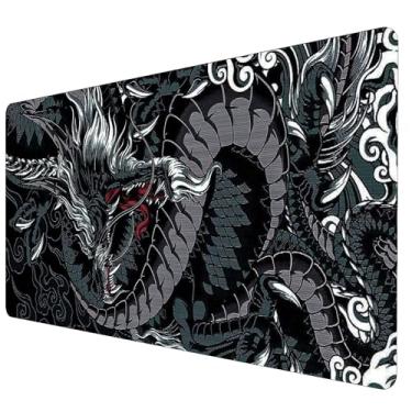 Imagem de Mouse Pad Gamer Speed Deskpad Extra Grande Profissional com Borda Costurada 100x50cm - Dragão Dark