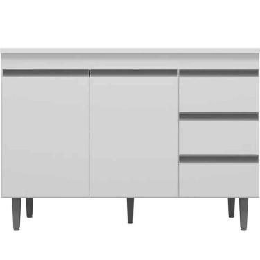 Imagem de Balcão De Pia 100 Cm Adriana 2 Portas 3 Gavetas Branco