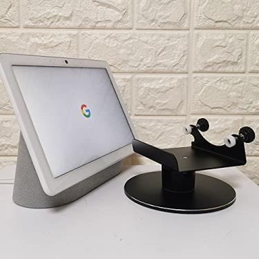 Imagem de Suporte giratório de alumínio ajustável para Google Nest Hub Max - rotação horizontal de 360°, inclinação de ± 30°, almofadas de silicone antiderrapantes, fácil instalação, compatibilidade universal,