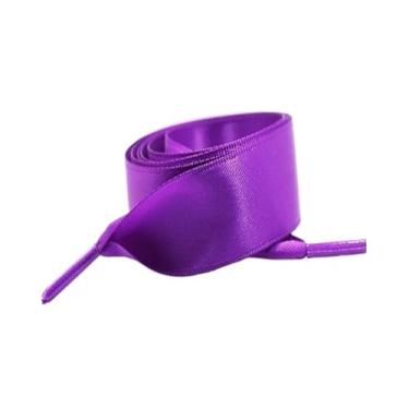 Imagem de Width Silk Satin Shoelaces Ribbon Shoe Laces Boots Women Sneakers ShoeLace (Color : Dark purple, Size : 80cm)