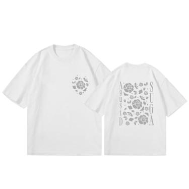 Imagem de Camiseta Su-ga Solo Agust D, camisetas estampadas k-pop Support camisetas soltas unissex camiseta de algodão, B Branco, G