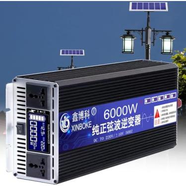 Imagem de Inversor de onda senoidal pura 3000W 5000W 5500W 6000W DC 12V -72V a 220V AC Conversor de carro com display LCD e tomadas 2AC, para barco de acampamento de caravana de carro, 6000W, 220Vto60