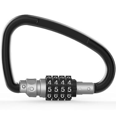 Imagem de UP Security Mosquetão com trava de combinação, cinza, multifuncional e resistente para rede, acampamento, caminhada, capacete, mochila, antifurto, chaveiro grande gancho de bloqueio combo