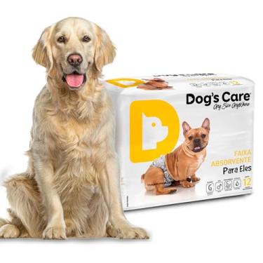 Imagem de DOG’S CARE Fralda Descartável Para Cães Machos - Fralda Absorvente Para Cachorros Idosos e Filhotes - Tamanho G - Cintura de 53 a 76cm - 12 Unidades