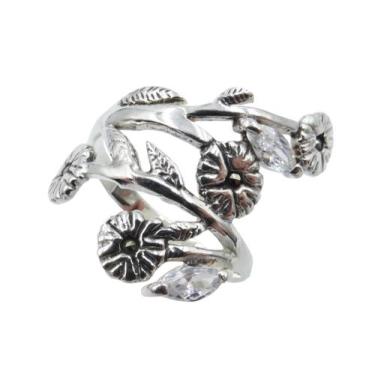 Imagem de Anel Prata 925 Ramos de Flor com Marcassita - Maça de Prata Joias, 17