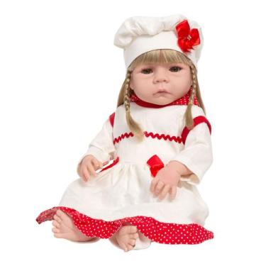 Imagem de Bebê Estilo Reborn Menina Loira 100% Silicone Barata - Cegonha Reborn 