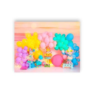 Imagem de Fundo Fotográfico 1,55 X 1,20 - Circo Com Arco de Balões e Palhaços 05