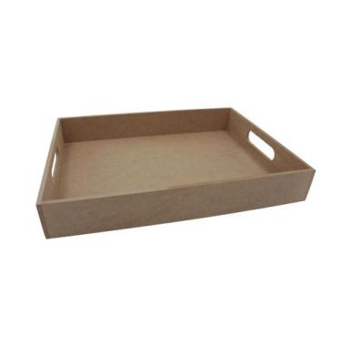 Imagem de Bandeja Café Decoração Madeira Mdf Grande Preta 40X30Cm - Dema, Madeir