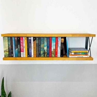 Imagem de Prateleira Dual de Ferro e Madeira 100cm Industrial Nozes e Preto - Ar